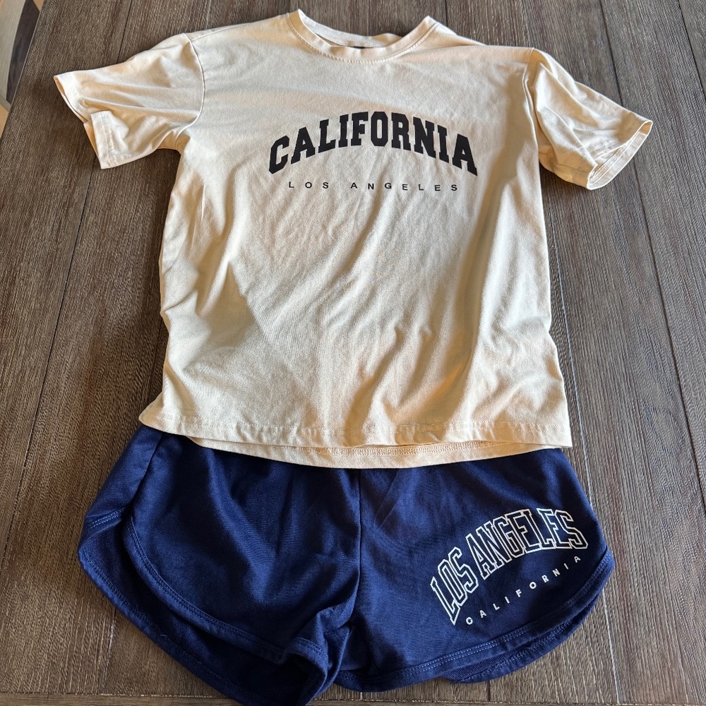 SHEIN California Los Angeles Outfit Set – Tee & Shorts